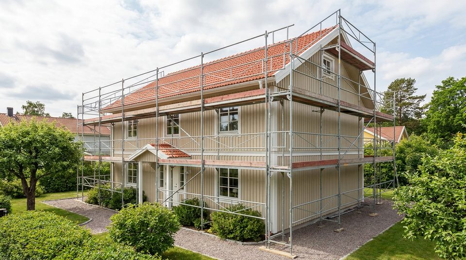 Ställning för takarbete